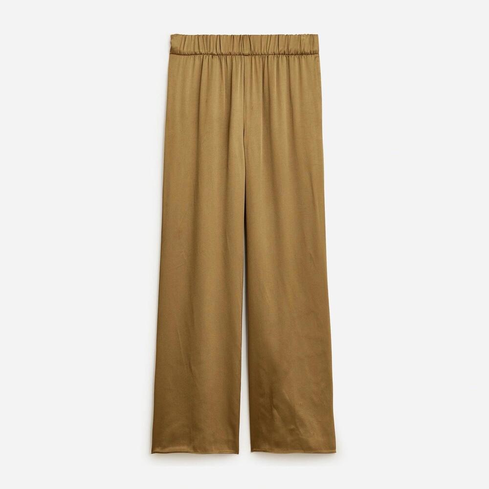 NWT J.Crew Collection Astrid wide-leg pull-on pant luster crepe Earth Brown 10‎